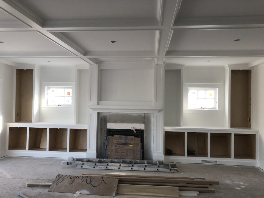 custom built-in and coffin ceiling